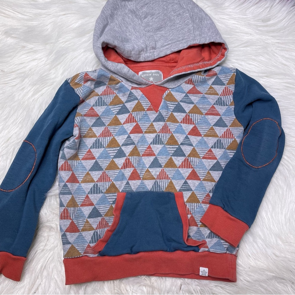 Rockin’ Baby Elbow Patch Aztec Geometric Hoodie Sweatshirt 4/5